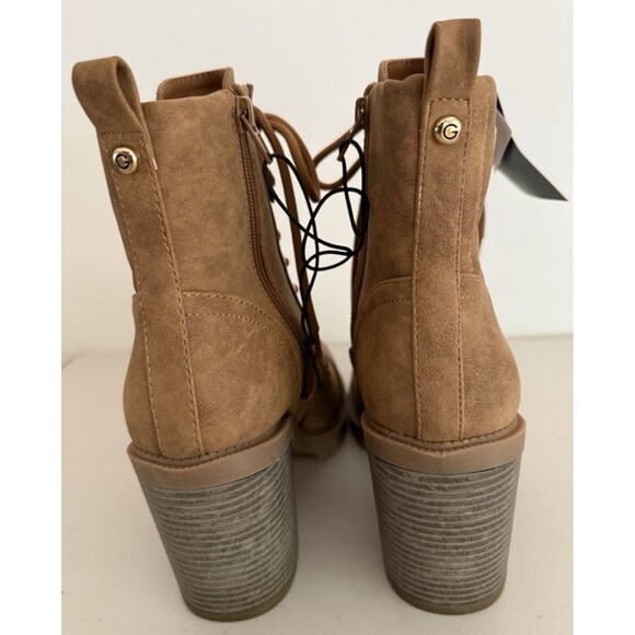 GBG Los Angeles Jalia Ankle Boots Women Size 7 Natural Brown Lace Up Block Heels - Picture 4 of 10